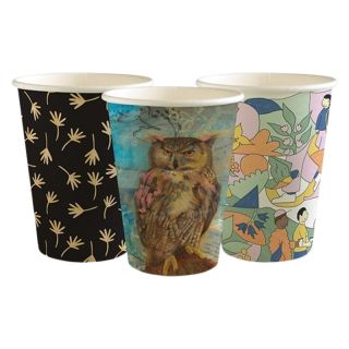 12oz Artistic Single Wall Coffee Cup for Hot Beverages